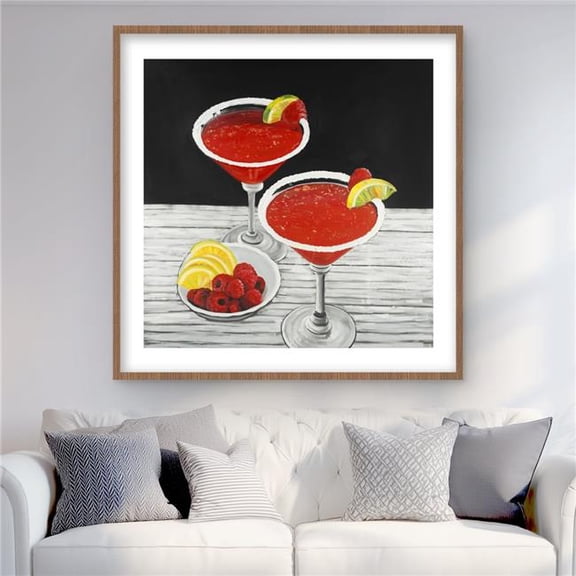 Begin Home Decor C1FM3636YQRHE7 36 x 36 in. Two Cosmopolitan Black Food Framed Matted Print - Home Decor