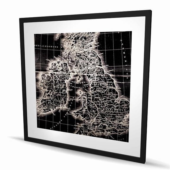 Begin Home Decor C1FM3636Z0LTC1 36 x 36 in. Roman Britain Maps - Satellite View Framed Print for Decor