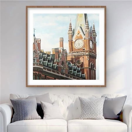 Begin Home Decor C1FM3636Z1OWVM 36 x 36 in. St-Pancras Station London Framed Matted Print - Home Decor