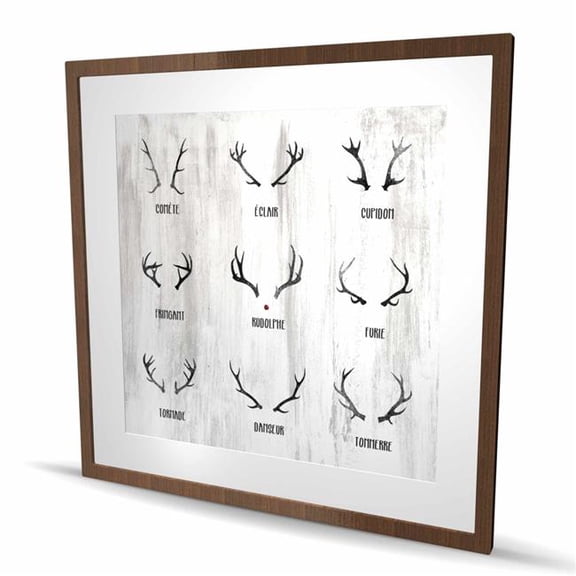 Begin Home Decor C1FM3636Z3DHLZ 36 x 36 in. Santa Claus Reindeer Print - Black Framed Matted Decor