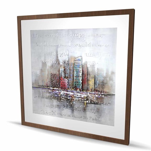 Begin Home Decor C1FM3636ZAUYN7 36 x 36 in. Cityscape Typography Relief Print - Industrial Framed Decor