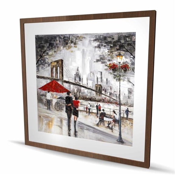 Begin Home Decor C1FM3636ZNMYPW 36 x 36 in. Couple in   York City Framed Matted Print - Home Decor