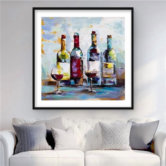 Begin Home Decor C1FM3636ZTL1KL 36 x 36 in. Wine Tasting - Contemporary Gastronomy Matted Print Decor