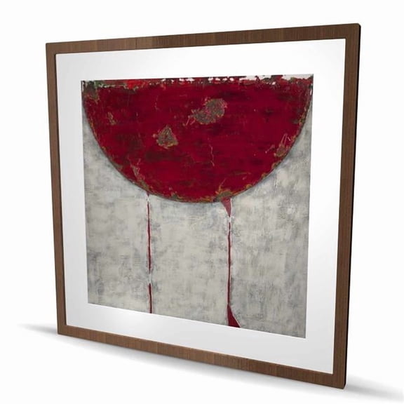 Begin Home Decor C1FM3636ZXTFHL 36 x 36 in. Red Half Circle - Framed Matted Print for Living Room Decor