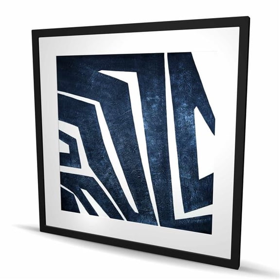 Begin Home Decor C1FM3636ZZ0KVP 36 x 36 in. Blue Labyrinth - Industrial Shapes Framed Matted Print Decor