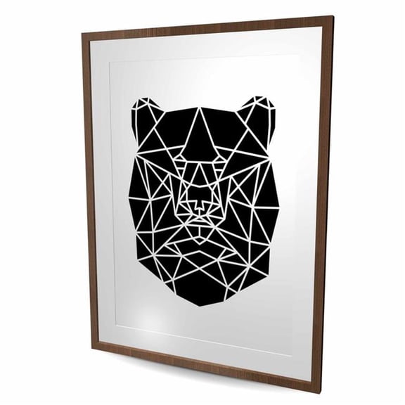 Begin Home Decor C1FM36480WSGEI 36 x 48 in. Geometric Bear Head Print - Black & White Framed Decor