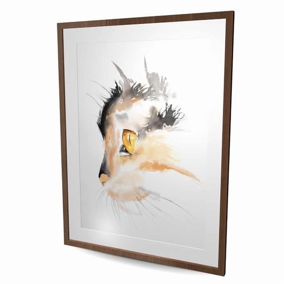 Begin Home Decor C1FM36481ZC8G4 36 x 48 in. Watercolor Cat Face Profile - Black Feline Framed Print