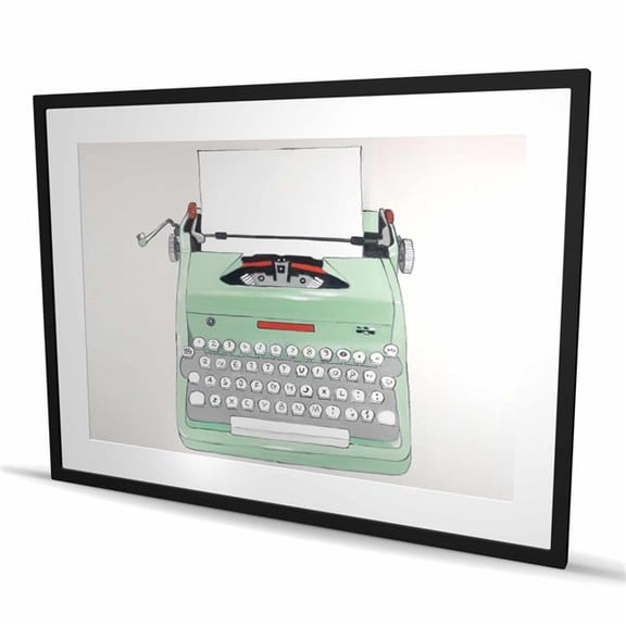 Begin Home Decor C1FM36482NISWP 36 x 48 in. Mint Typewriter - Retro Framed Matted Print Wall Art for Home Decor