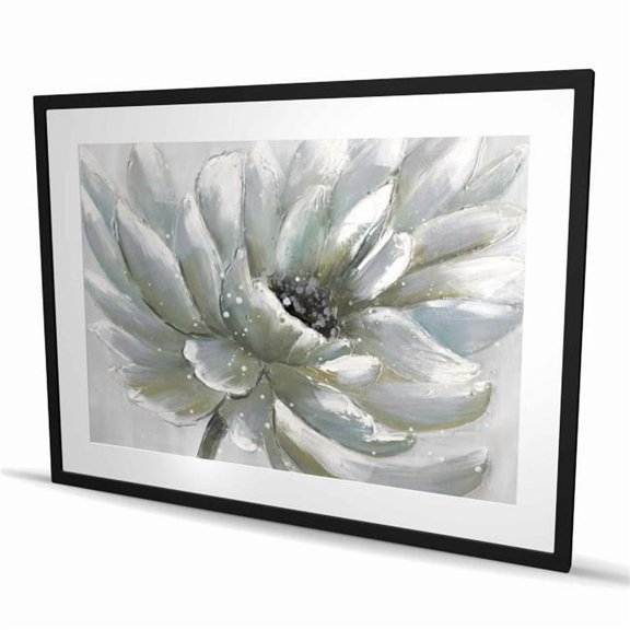 Begin Home Decor C1FM364831954W 36 x 48 in. White Chrysanthemum - Framed Matted Print for Home Decor