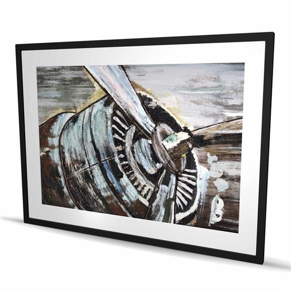 Begin Home Decor C1FM36484VOC34 36 x 48 in. Airplane Propeller Matted Print - Aviation Home Decor Art