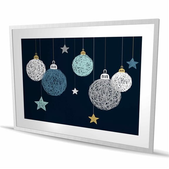 Begin Home Decor C1FM364852VE48 36 x 48 in. Christmas Ball Vector - Holidays Pattern Framed Matted Print