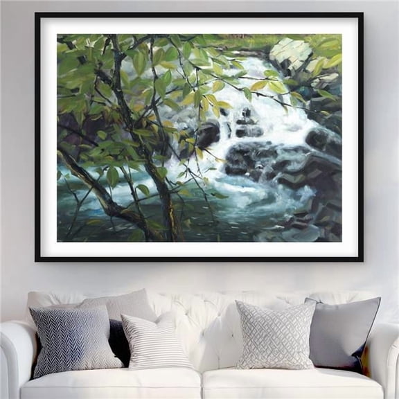 Begin Home Decor C1FM36485A2DA8 36 x 48 in. Peaceful Fall - Green Trees Framed Matted Print - Home Decor