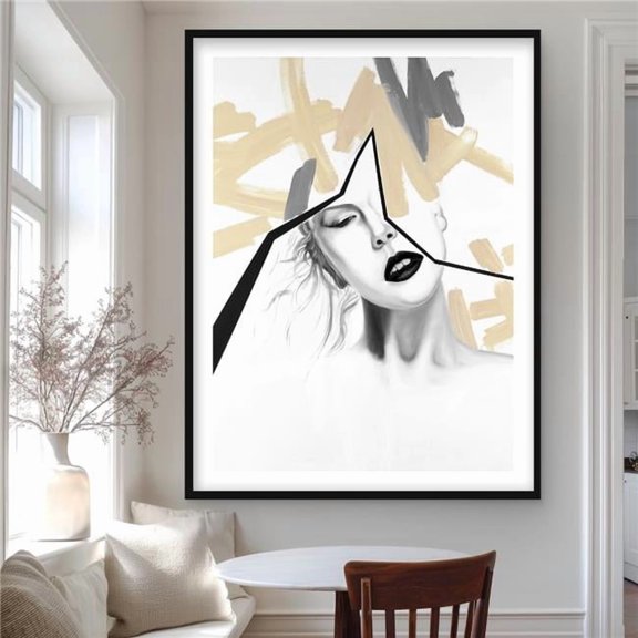 Begin Home Decor C1FM36485FXNZ8 36 x 48 in. Divided Woman - Modern Framed Matted Print for Home Decor