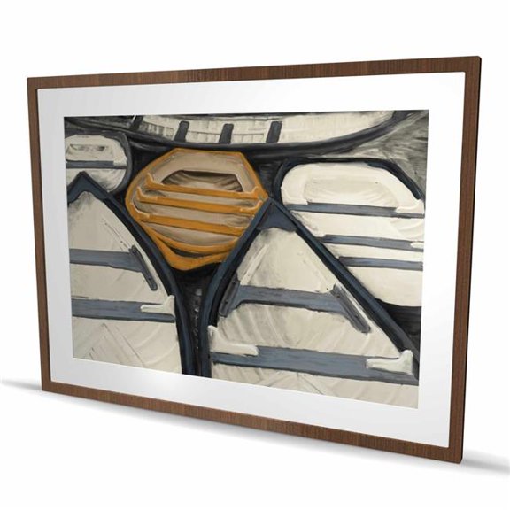 Begin Home Decor C1FM364864B774 36 x 48 in. Canoes - Marine Bathroom Framed Matted Print Wall Art - Home Decor