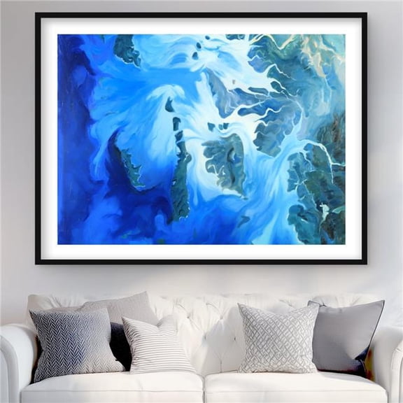 Begin Home Decor C1FM364868EA0P 36 x 48 in. Satellite View of Mergui Islands - Waves Blue Framed Print