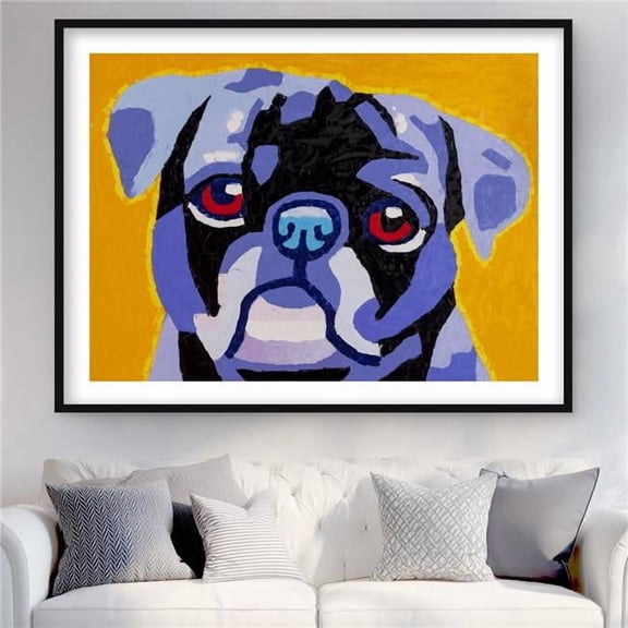 Begin Home Decor C1FM36486DM2RJ 36 x 48 in. Flash the Pug - Framed Matted Print for Dog Lovers Decor