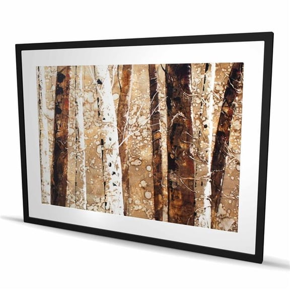 Begin Home Decor C1FM36486USJBW 36 x 48 in. Tree Trunks - Rustic Bedroom Framed Matted Print for Decor