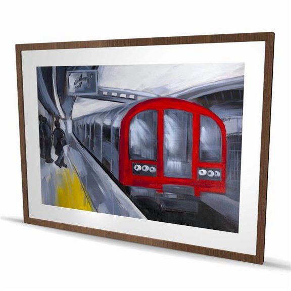 Begin Home Decor C1FM36487FRI70 36 x 48 in. People Waiting Metro - Transportation Blue Framed Print