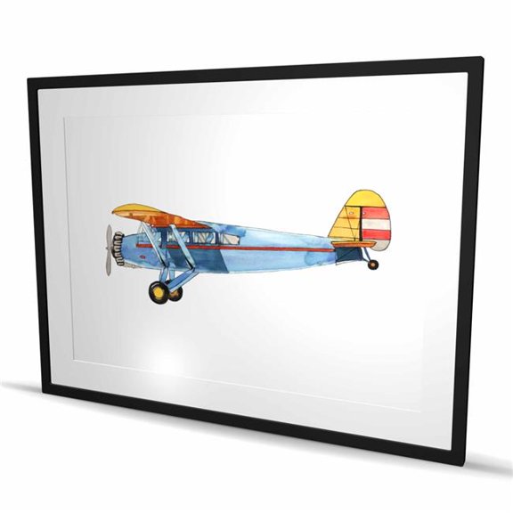 Begin Home Decor C1FM36487IRYCX 36 x 48 in. Small Blue Plane - Framed Matted Print for Home Decor