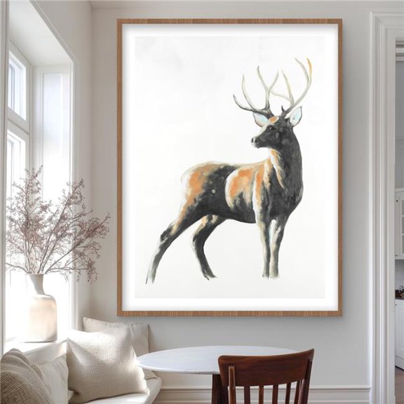 Begin Home Decor C1FM36487S22JU 36 x 48 in. Abstract Deer - Brown Livingroom Framed Matted Print - Decor