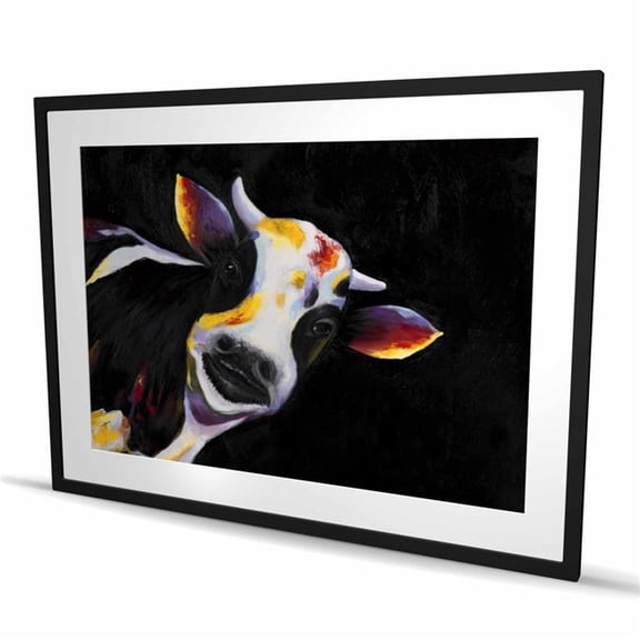 Begin Home Decor C1FM36487TO48B 36 x 48 in. One Funny Cow - Rustic Black Framed Matted Print for Decor