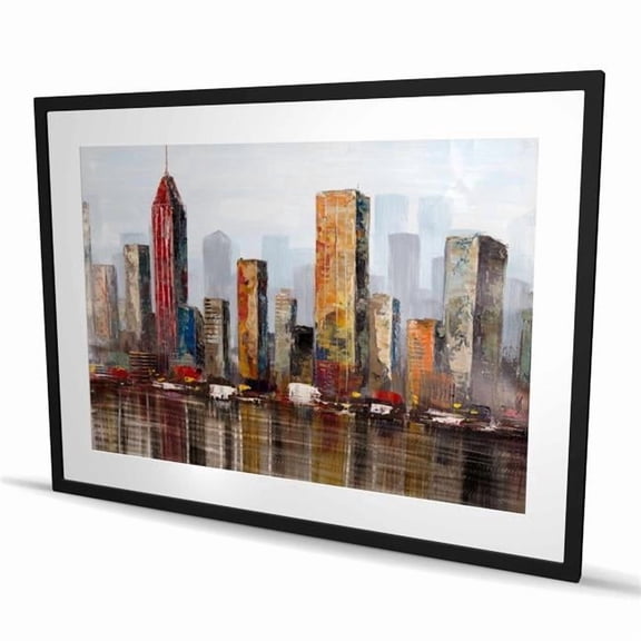Begin Home Decor C1FM36487Z5F5F 36 x 48 in. Rust Looking City - Brown Livingroom Framed Matted Print