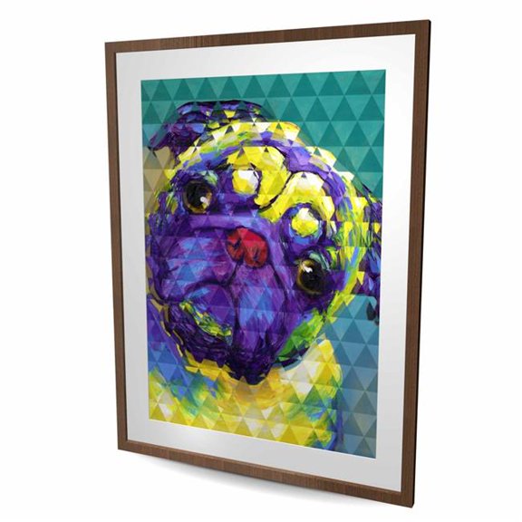 Begin Home Decor C1FM36487Z6UXO 36 x 48 in. Geometric Curious Pug Yellow Framed Matted Print for Decor