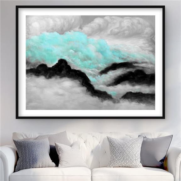 Begin Home Decor C1FM364880WS2N 36 x 48 in. Gray & Blue Clouds - Framed Matted Print for Home Decor
