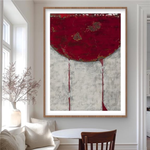 Begin Home Decor C1FM3648814DB4 36 x 48 in. Red Half Circle - Bedroom Shapes Framed Matted Print - Decor