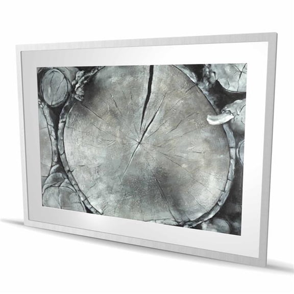 Begin Home Decor C1FM36488DAK0U 36 x 48 in. Stacked Wood Logs - Gray Framed Matted Print for Home Decor