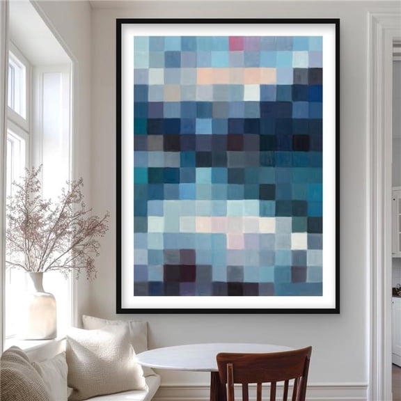 Begin Home Decor C1FM36488Y16QA 36 x 48 in. Pixelated Mountainous Landscape Print - Framed Matted Decor