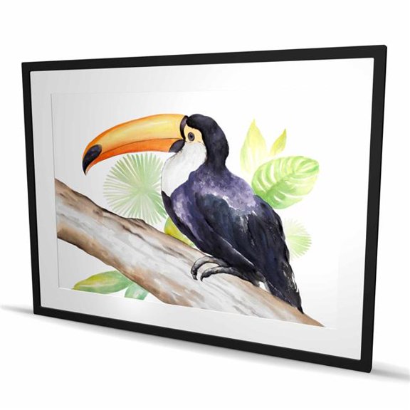 Begin Home Decor C1FM36489AS638 36 x 48 in. Toucan Perched - Exotic Framed Matted Print for Home Decor