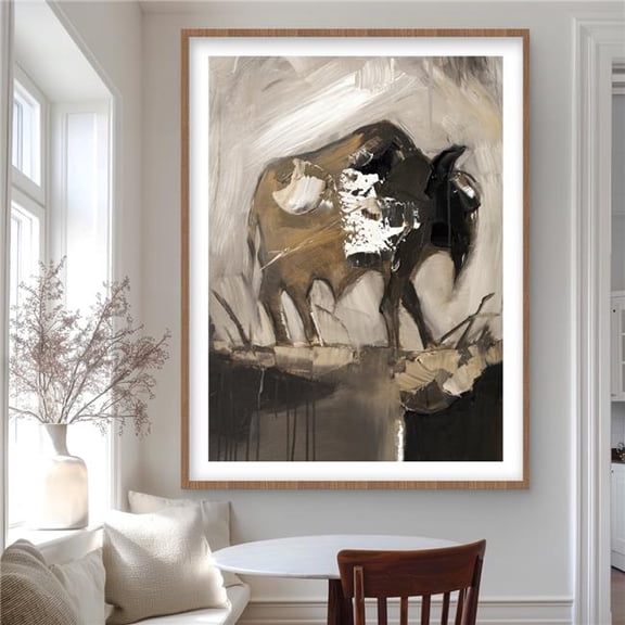 Begin Home Decor C1FM36489DPRPK 36 x 48 in. Abstract Buffalo - Rustic Framed Matted Print for Home Decor