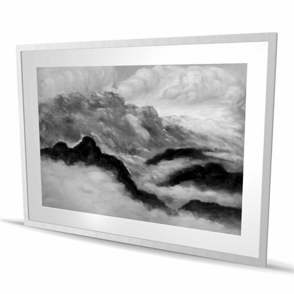 Begin Home Decor C1FM36489VRX1N 36 x 48 in. Gray Clouds - Mountains Bathroom Framed Matted Print Decor