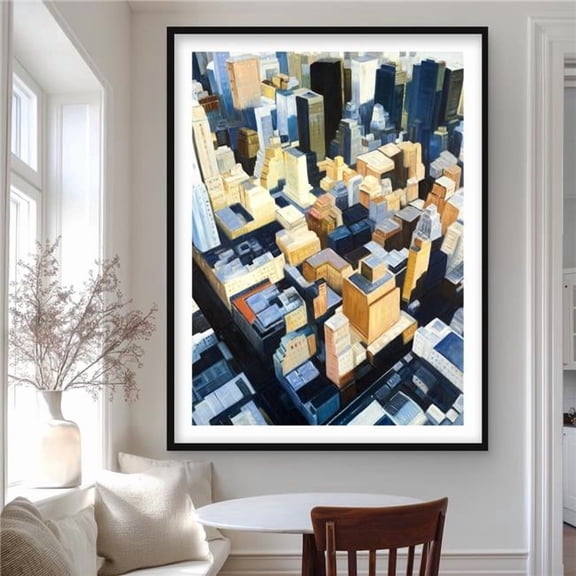 Begin Home Decor C1FM3648AFZC53 36 x 48 in. Manhattan View Empire State Building - Orange Office Print