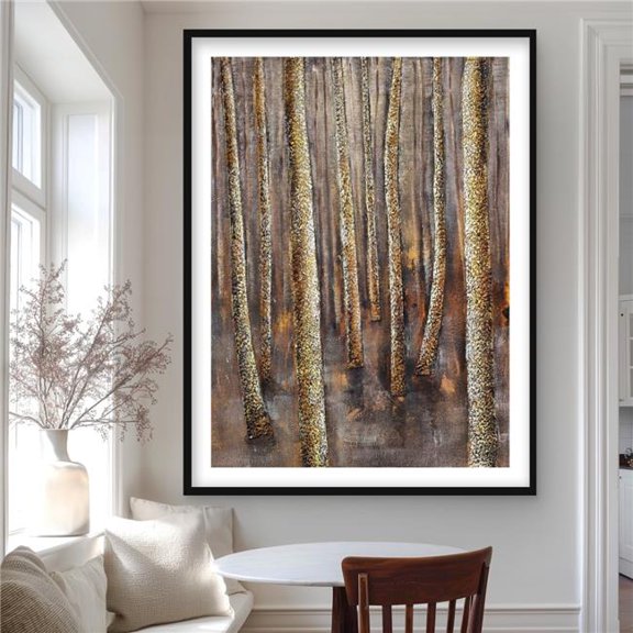 Begin Home Decor C1FM3648ASGPN4 36 x 48 in. The Dark Forest - Contemporary Trees Framed Matted Print