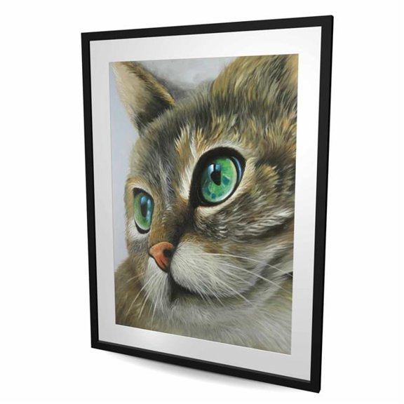 Begin Home Decor C1FM3648BL7ARP 36 x 48 in. Peaceful Cat Portrait - Hyperrealist Pets Framed Print Decor
