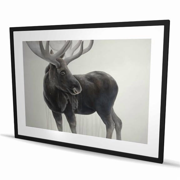Begin Home Decor C1FM3648BPPCS1 36 x 48 in. Bull Moose Rustic Framed Matted Print for Home Decor