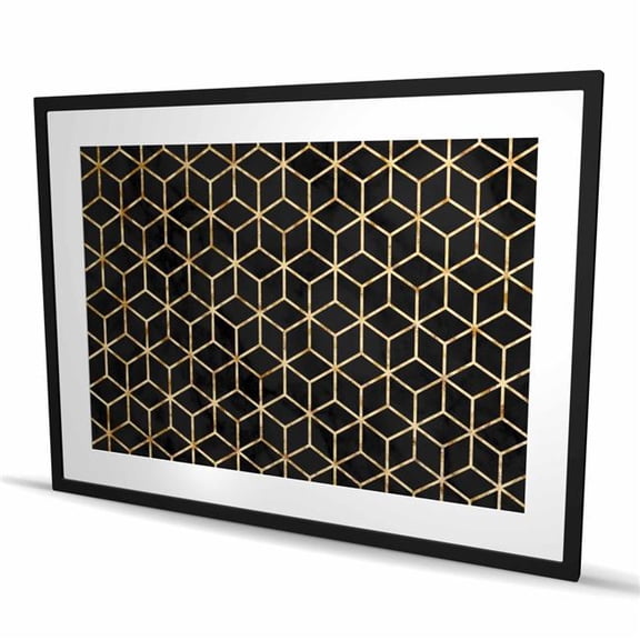 Begin Home Decor C1FM3648BYR1OB 36 x 48 in. Symmetry - Modern Living Room Framed Matted Print for Decor