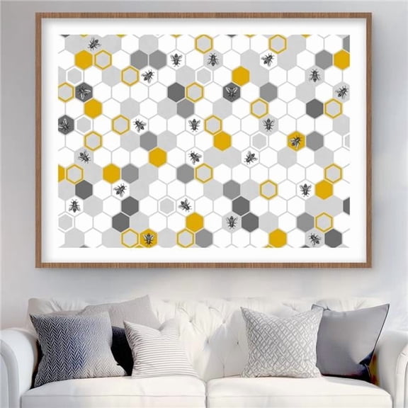 Begin Home Decor C1FM3648C2CQUK 36 x 48 in. Beehive Pattern - Illustrated Framed Matted Print for Decor