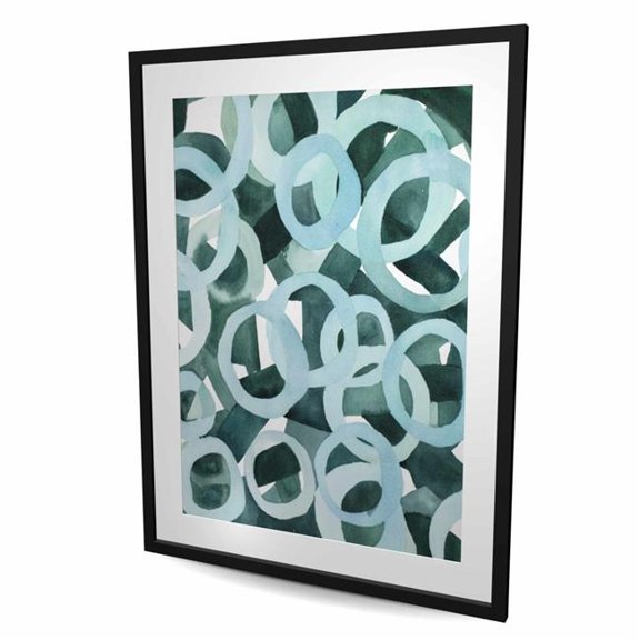 Begin Home Decor C1FM3648DGXCTK 36 x 48 in. Abstract Rings - Neo Mint Framed Matted Print for Home Decor