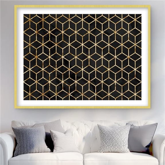 Begin Home Decor C1FM3648DHAM27 36 x 48 in. Symmetry - Pattern Black Framed Matted Print for Home Decor