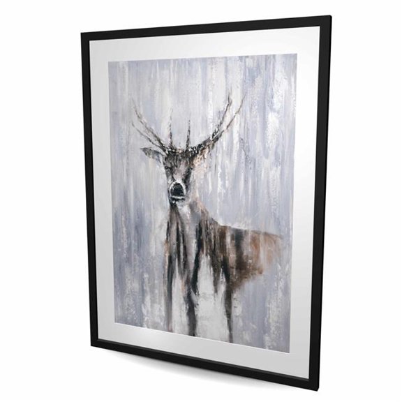 Begin Home Decor C1FM3648DHJQJB 36 x 48 in. Winter Abstract Deer - Framed Matted Print for Home Decor