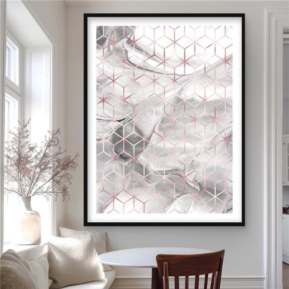 Begin Home Decor C1FM3648DMYHG8 36 x 48 in. Symmetry - Modern Pattern Framed Matted Print for Home Decor