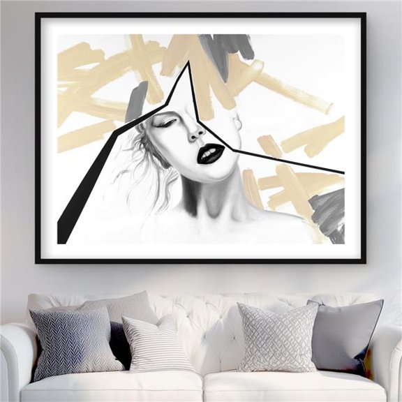Begin Home Decor C1FM3648DNOSP0 36 x 48 in. Divided Woman - Retro Framed Matted Print for Home Decor