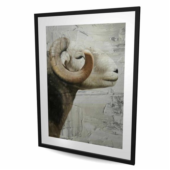 Begin Home Decor C1FM3648ECLUX6 36 x 48 in. Aries - Rustic White Framed Matted Print for Home Decor