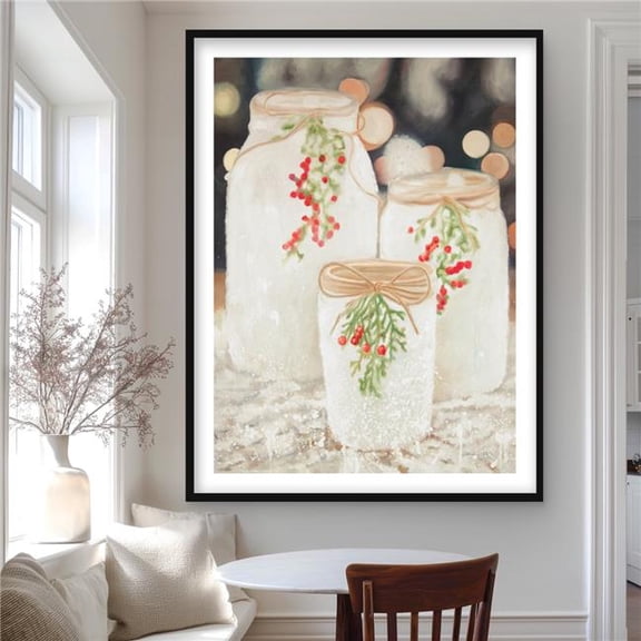 Begin Home Decor C1FM3648EIGEIZ 36 x 48 in. Christmas Candles - Green Kitchen Framed Matted Print Decor