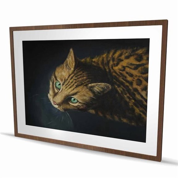 Begin Home Decor C1FM3648F62QAP 36 x 48 in. Bengal Cat Hyperrealist Framed Matted Print - Home Decor