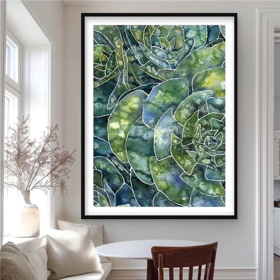 Begin Home Decor C1FM3648GJ6UTG 36 x 48 in. Abstract Succulents Wall Art - Framed Cactus Art Print for Home Decor