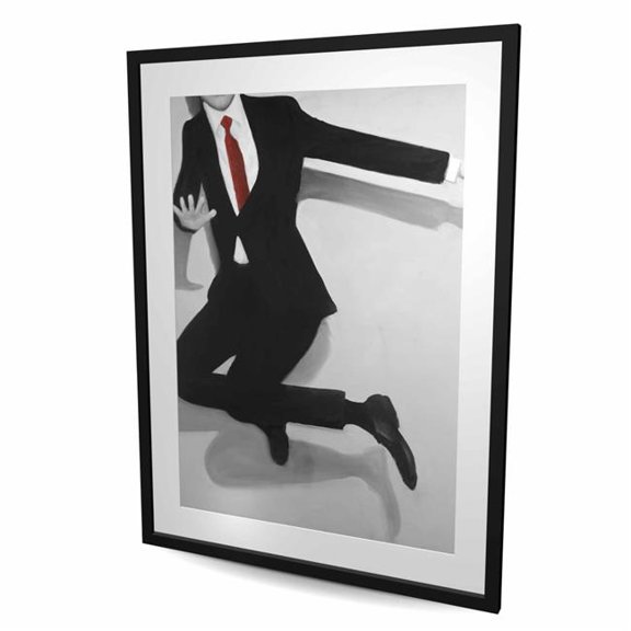 Begin Home Decor C1FM3648GYWWW9 36 x 48 in. Classical Jumping Man - Office Contemporary Framed Print